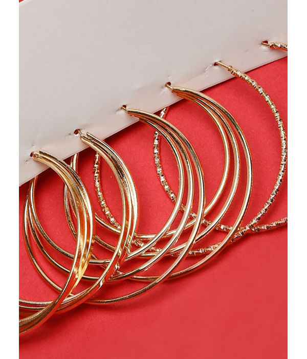 Gold-Plated Set Of 3 Contemporary Hoop Earrings